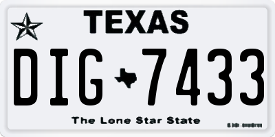 TX license plate DIG7433