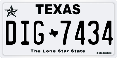 TX license plate DIG7434