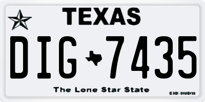 TX license plate DIG7435