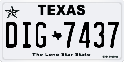 TX license plate DIG7437