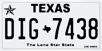 TX license plate DIG7438