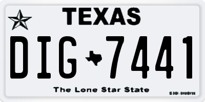 TX license plate DIG7441
