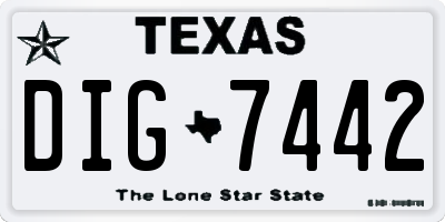 TX license plate DIG7442