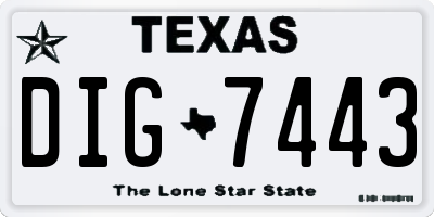TX license plate DIG7443