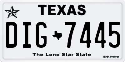 TX license plate DIG7445