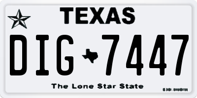 TX license plate DIG7447