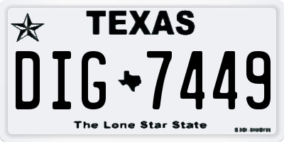 TX license plate DIG7449