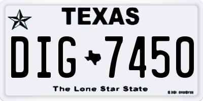 TX license plate DIG7450