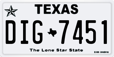 TX license plate DIG7451