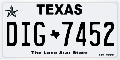 TX license plate DIG7452
