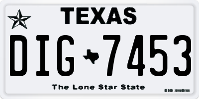 TX license plate DIG7453