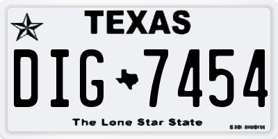 TX license plate DIG7454