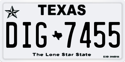 TX license plate DIG7455