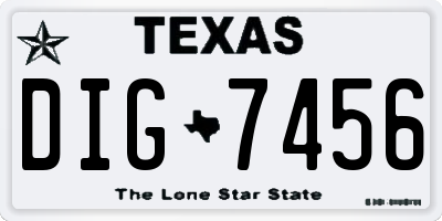 TX license plate DIG7456