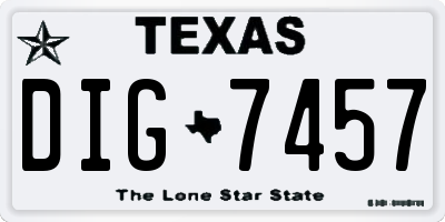 TX license plate DIG7457