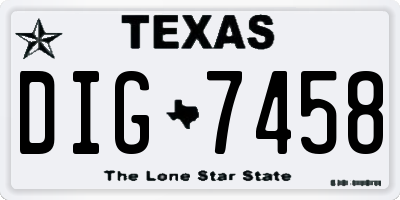 TX license plate DIG7458