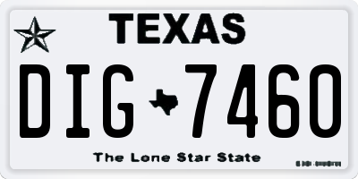 TX license plate DIG7460
