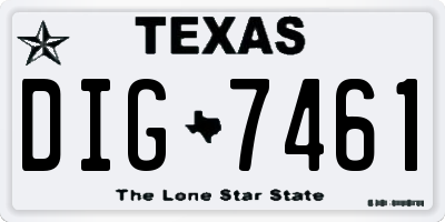 TX license plate DIG7461