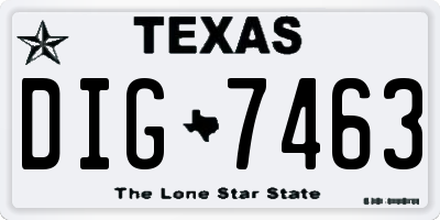 TX license plate DIG7463