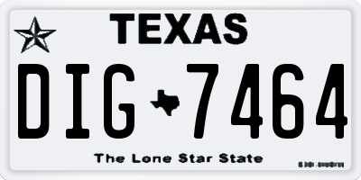 TX license plate DIG7464