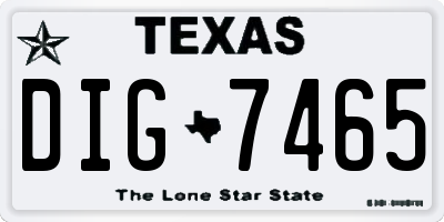 TX license plate DIG7465