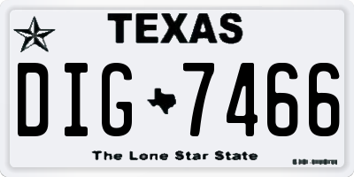 TX license plate DIG7466
