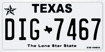 TX license plate DIG7467