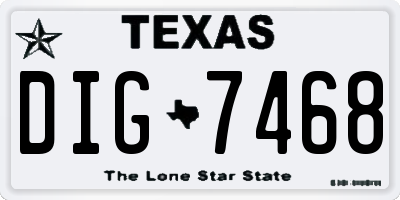 TX license plate DIG7468