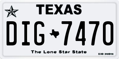 TX license plate DIG7470