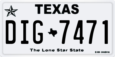 TX license plate DIG7471