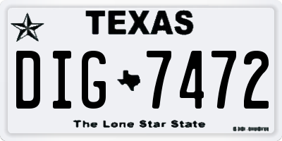 TX license plate DIG7472