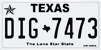 TX license plate DIG7473