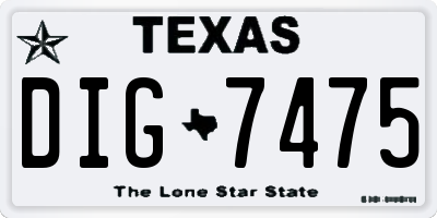 TX license plate DIG7475
