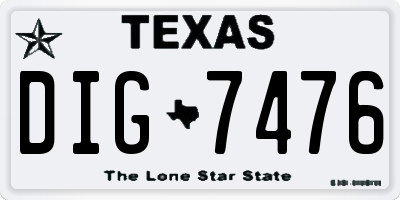 TX license plate DIG7476