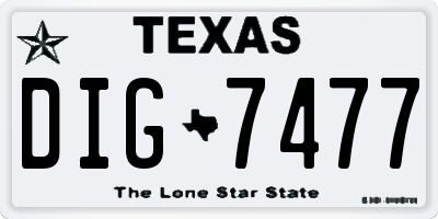 TX license plate DIG7477