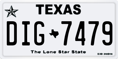 TX license plate DIG7479