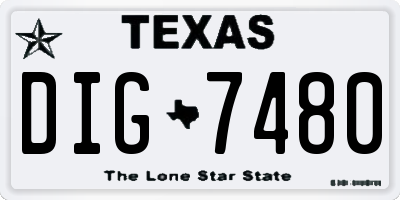 TX license plate DIG7480