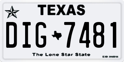 TX license plate DIG7481