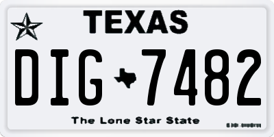 TX license plate DIG7482