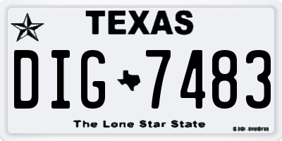 TX license plate DIG7483