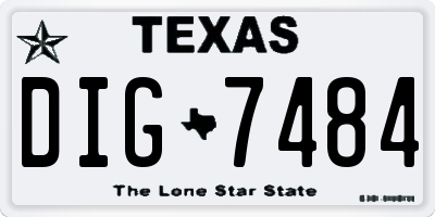 TX license plate DIG7484