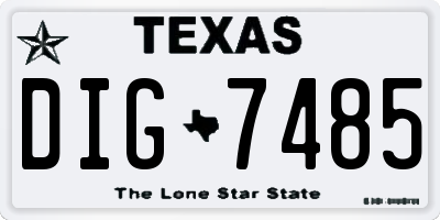 TX license plate DIG7485
