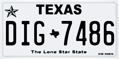 TX license plate DIG7486