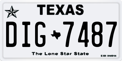 TX license plate DIG7487