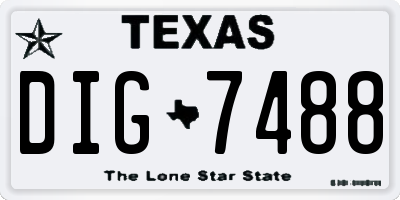 TX license plate DIG7488