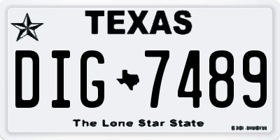 TX license plate DIG7489