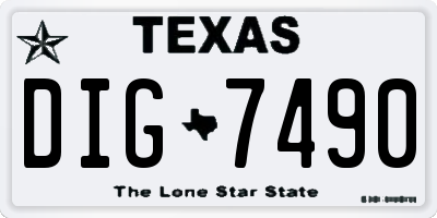 TX license plate DIG7490