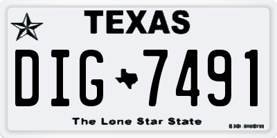 TX license plate DIG7491