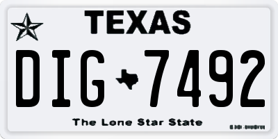 TX license plate DIG7492