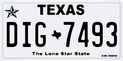 TX license plate DIG7493
